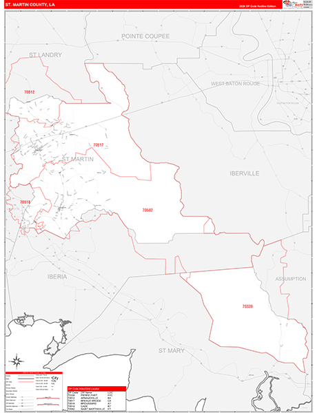 St. Martin Parish (County), LA Zip Code Wall Map